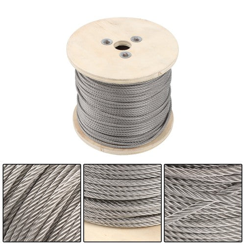 3/16In 7x19 T304 Stainless Steel Cable 500FT Wire Rope 3700lb Fracture Strength
