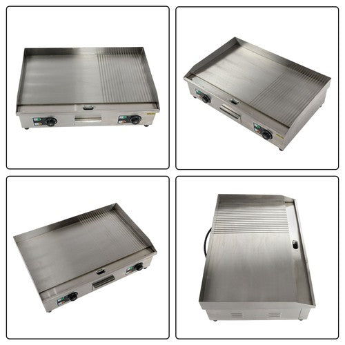 30 Inch Commercial Electric Griddle 3000W Countertop Teppanyaki Grill 122℉-572℉