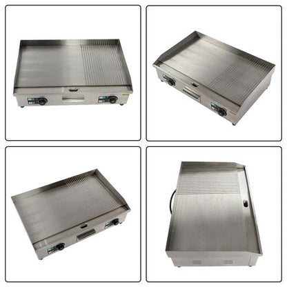 30 Inch Commercial Electric Griddle 3000W Countertop Teppanyaki Grill 122℉-572℉