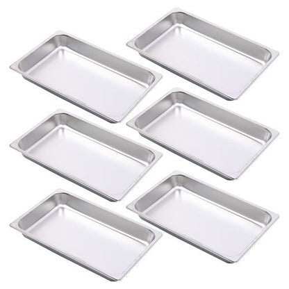 6 Pack 2.5 Inch Deep Full Size  Restaurant Steam Table Pans Without Lid