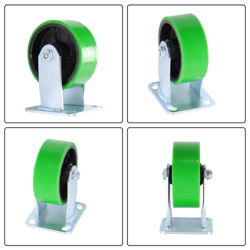 Polyurethane 1000Lbs 5"×2" Caster Wheels Green Straight Wheels Heavy Duty