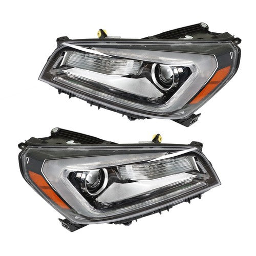 Headlights Halogen W/LED Tube Headlamps For GMC Acadia 2013-2016 2PCS Clear Lens