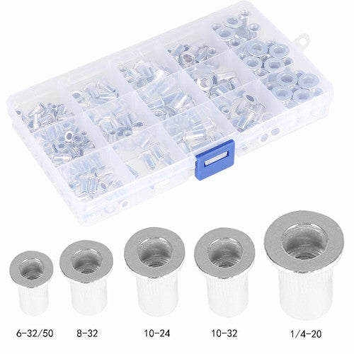 150 Pack Aluminum Rivet Nut Kit Rivnut Nutsert Standard Inch SAE Imperial
