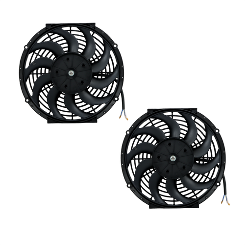 2× 12" Electric Radiator Cooling Slim Fans Push Pull Mount Black For Universal