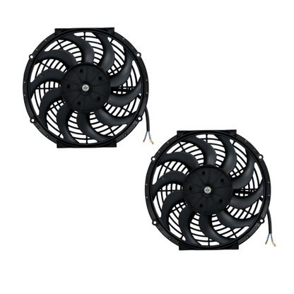 2× 12" Electric Radiator Cooling Slim Fans Push Pull Mount Black For Universal