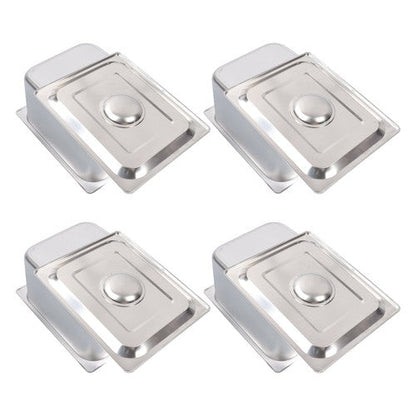 Restaurant Steam Table Pans 4 Pack 1/2 Size 6 Inch Deep Thickened with Lid