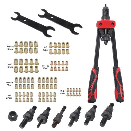 Rivet Nut Tool Kit,14" Rivnut Tool Kit with 100PCS Rivet Nuts,7 Metric Mandrels