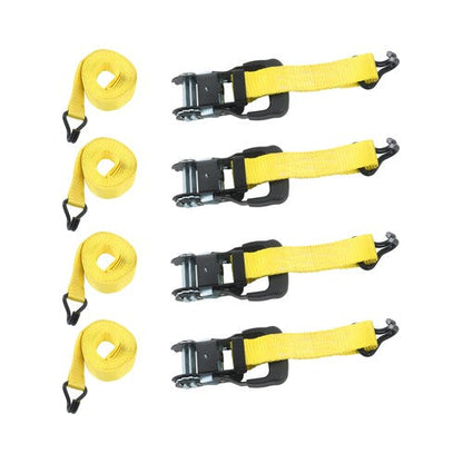 4 Pc 1.5" inch x 16' Ft Ratchet Tie Down Cargo Straps 1100 Lbs J Hooks