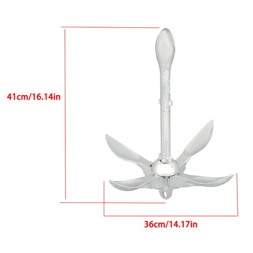 1-Pcs White 7.05lb Marine Kayak Anchor Kit Folding Grapnel Boat Anchor with Claw