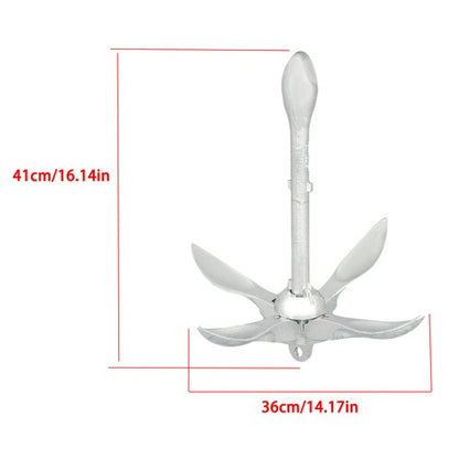 1-Pcs White 7.05lb Marine Kayak Anchor Kit Folding Grapnel Boat Anchor with Claw