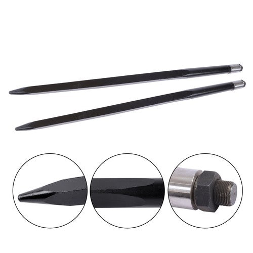 For Tractor 2PCS 49" Square Hay Spike Bale Spear Wide Tine Spike Skid Conus