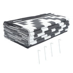 9x12 ft Waterproof Outdoor Rug Outdoor Plastic Straw Rug Carpet Black & White