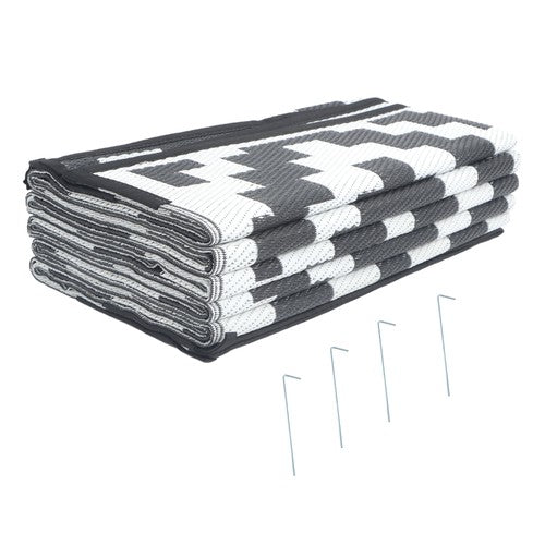 9x12 ft Waterproof Outdoor Rug Outdoor Plastic Straw Rug Carpet Black & White