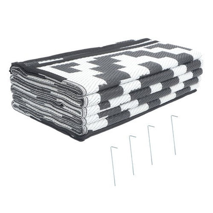 9x12 ft Waterproof Outdoor Rug Outdoor Plastic Straw Rug Carpet Black & White