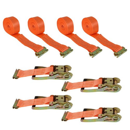 4PCS 15' E Track Ratchet Tie Down Strap Truck Trailer Enclosed Cargo Van Straps