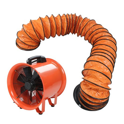 Industrial Portable Blower Steel Orange 520W 2300CFM 3300RPM 12' 32.8ft Ducting