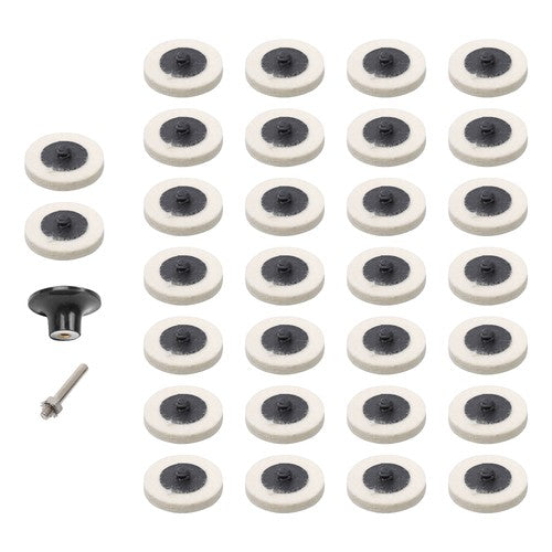 30Pcs 2" - 8mm Thick Wool Fabric Disc Polishing Buffing Pads Wheels 1/4" Shank