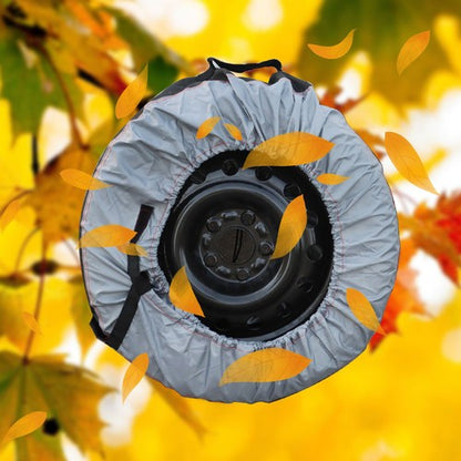 Tyre Cases+Tyre Bags Car Cover 4Pcs New W/ Handheld For Gray 420D And Black 600D