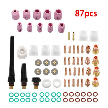 87PCS TIG Welding Torch Accessories Glass Cup Alumina Nozzle Stubby Gas Lens