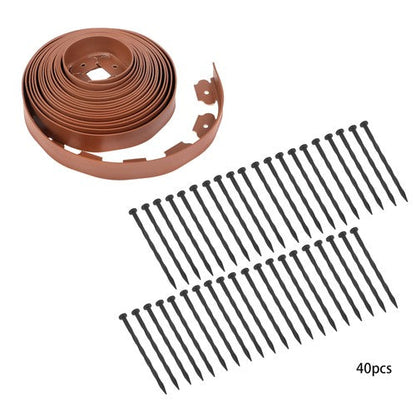 2” No Dig Lawn Border L-shaped Lawn Garden Edging Kit W/ 40 Spikes Plastic 40FT