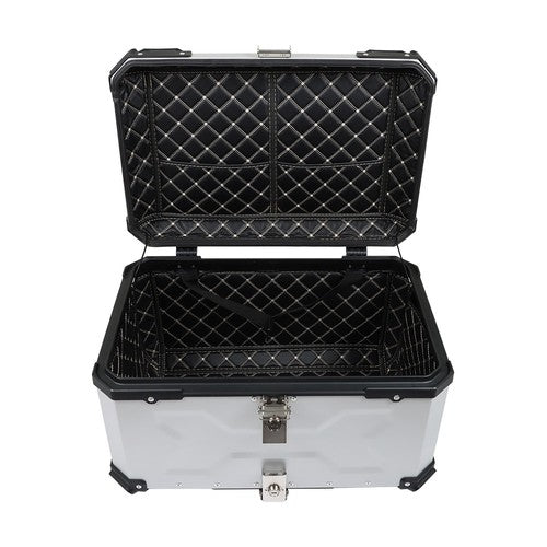65L Top Case Tail Box Waterproof Luggage Scooter Trunk Storage Silver Motorcycle