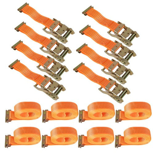 2 "x 20' 4000 lb E-Track Ratchet Straps Orange Heavy Duty Tie Downs New 8 Set