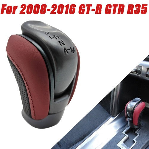 Shifter Shift Lever Knob Red Black Leather for 2008-2016 for Nissan GTR R35
