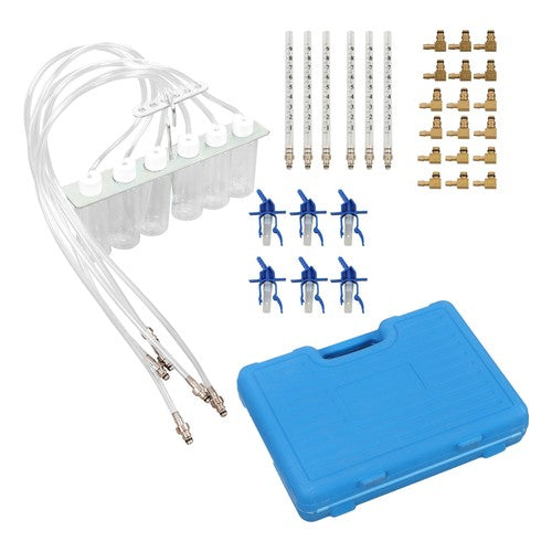 6 Cylinder Diesel Injector Flow Meter Tester Kit Common Rail Adaptor Leak Tools