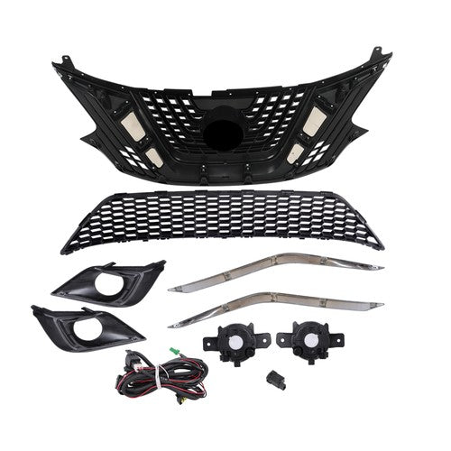 8pcs For Nissan Murano 2015-2018 Front Grill Bumper Trim Molding+Foglights Set
