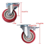 4 pcs 4-inch universal casters red (2 with brakes and 2 without brakes)
