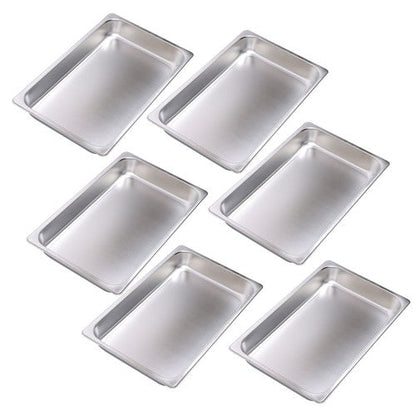 6 Pack 2.5 Inch Deep Full Size  Restaurant Steam Table Pans Without Lid