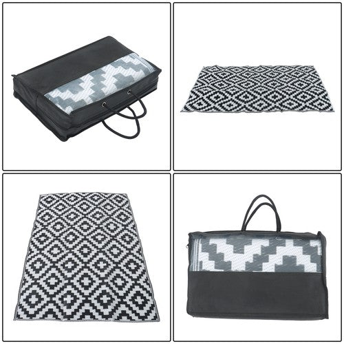 Black & White 4x6FT Waterproof Outdoor Rug Outdoor Carpet For Patio Backyard