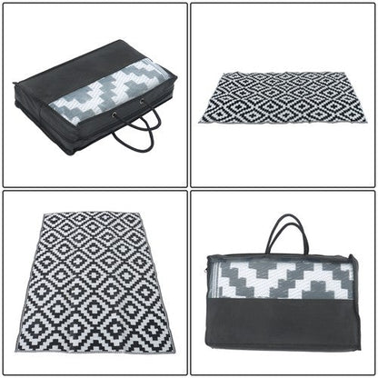 Black & White 4x6FT Waterproof Outdoor Rug Outdoor Carpet For Patio Backyard