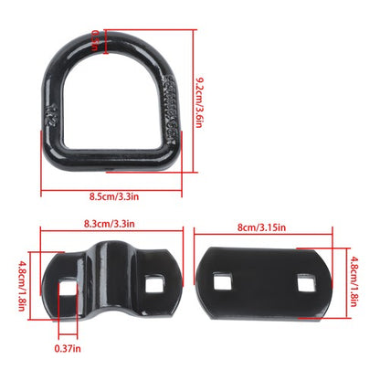 1/2" Heavy Duty Bolt-On Forged D Ring,12000Lbs Break Strength (Pack of 4) Black