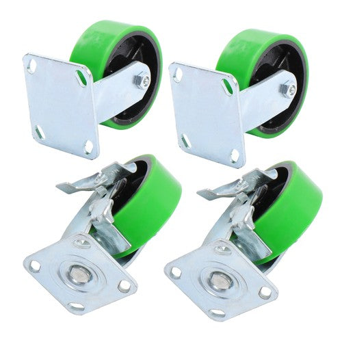4 sets of 5' heavy-duty casters 2 side brakes and 2 straight wheels 4000lbs