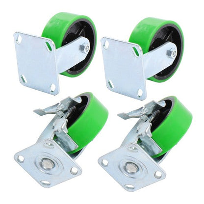 4 sets of 5' heavy-duty casters 2 side brakes and 2 straight wheels 4000lbs