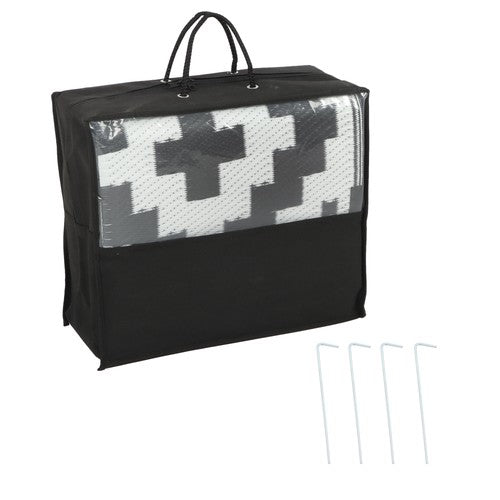 6x9 ft Waterproof Outdoor Rug Outdoor Plastic Straw Rug Carpet Black & White