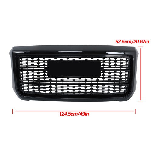 Gloss Black Front Grille For GMC Sierra 2500HD 3500HD Denali 2015-2019 Plastic