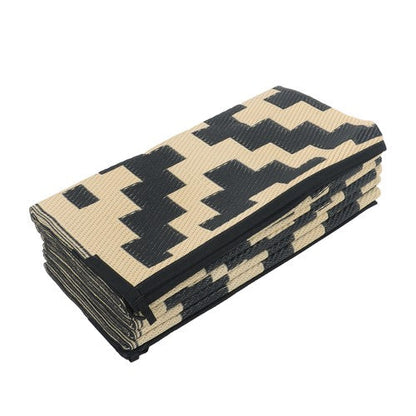 9x12ft Outdoor Plastic Straw Rug For Camping Outdoor Carpet RV Mat Black & Beige