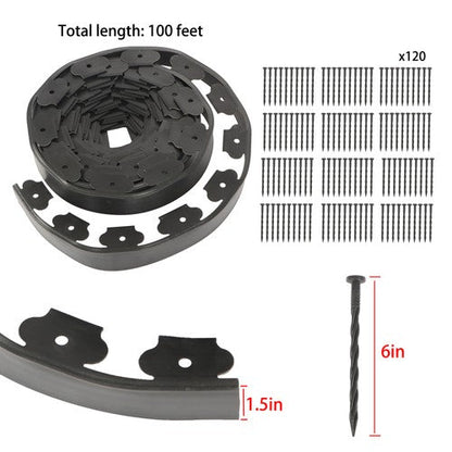 L-shaped Landscape Edging Border Kit 100' No-Dig Garden 1.5" Edge Lawn Border