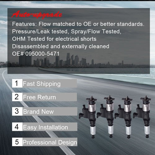 4 pc 095000-5471 Fuel Injector Fit For 01-07 Isuzu NPR  l4