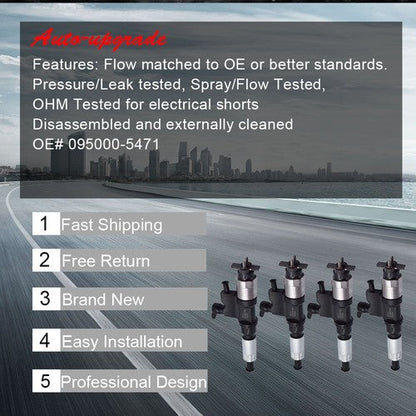 4 pc 095000-5471 Fuel Injector Fit For 01-07 Isuzu NPR  l4