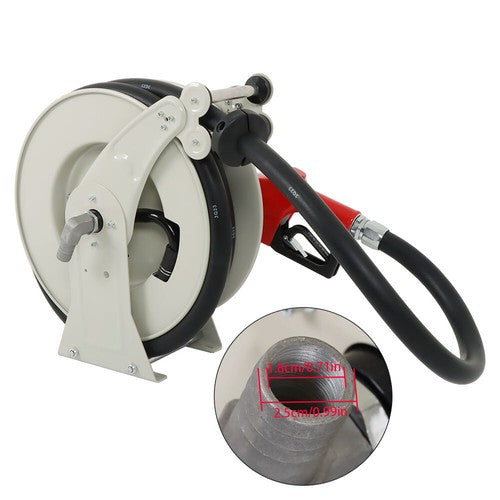 1" x 33' Retractable Swivel Rewind W/Auto Fueling Gun Diesel Hose Reel For Truck