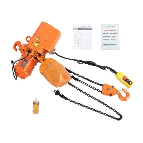 1 Ton Electric Chain Hoist, Single Phase 2200Lbs 10ft Lift Height G80 110V 750W