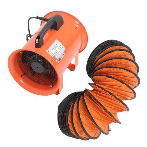 Portable Blower Steel 8 Inch, 900CFM 180W Industrial Orange 16.4ft Ducting