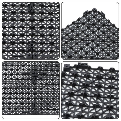 50Pack 12 x12in Interlocking Drainage Floor Tile Modular Interlocking Tile Black
