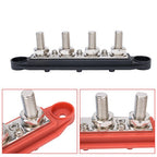 3/8" / 250A 4 Stud Busbar Bus Bar Power Distribution Terminal Block Red&Black