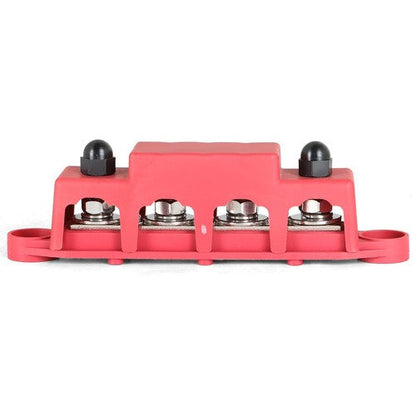 Red 4 Post Busbar Bus Bar Power Distribution Block With Cover 5/16" 12V 250A