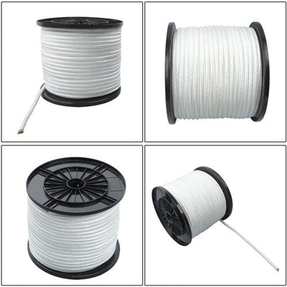 3/8 Inch Nylon Rope 250 Foot Sturdy Spool Nylon Solid Braid Rope White