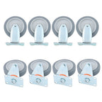 4Pcs Swivel Rubber Caster + 4 fixed wheels Total 8Pcs 5-Inch Grey Casters